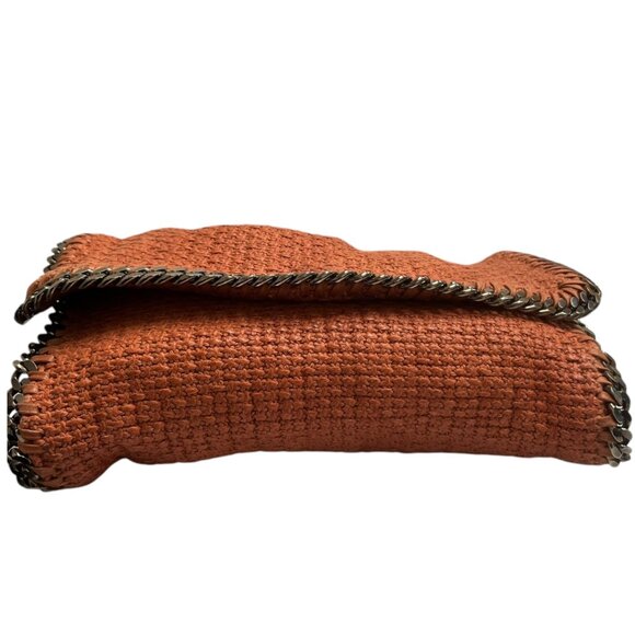 Stella McCartney Raffia‎ Falabella Flap Shoulder Bag Salmon Red Chain Clutch - Picture 5 of 12